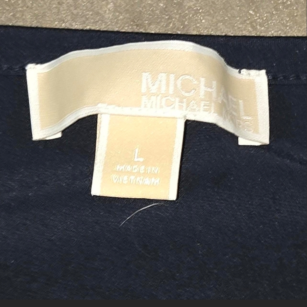 Michael Kors Navy Top with Cream Label Detail